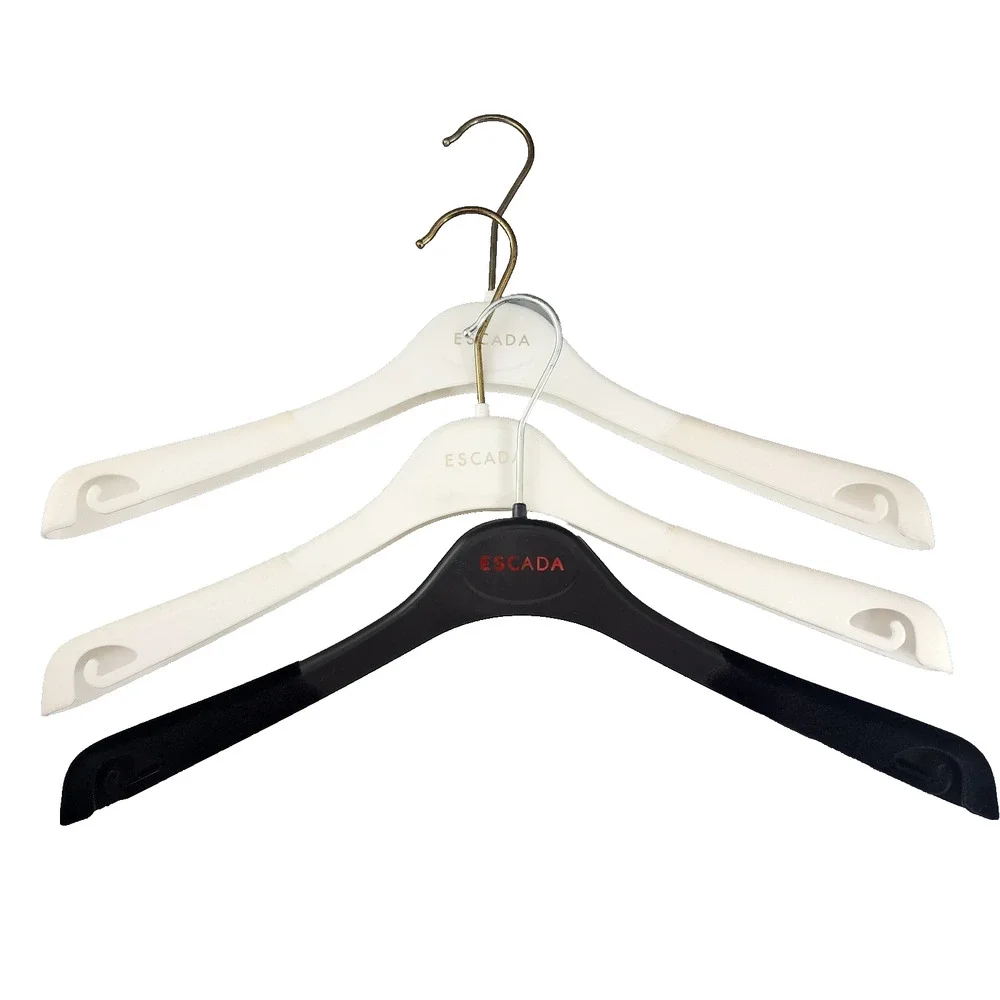 Escada Hangers Lot of 3 Flocked Edge Shoulder Form Hangers